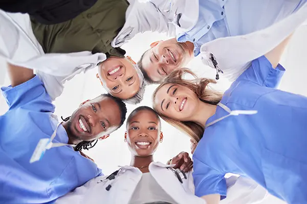 Healthcare workers smiling